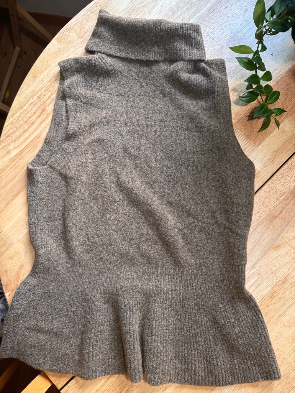 Sleeveless Turtleneck Knit Sweater Vest in Olive Gray